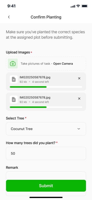 Confirm planting